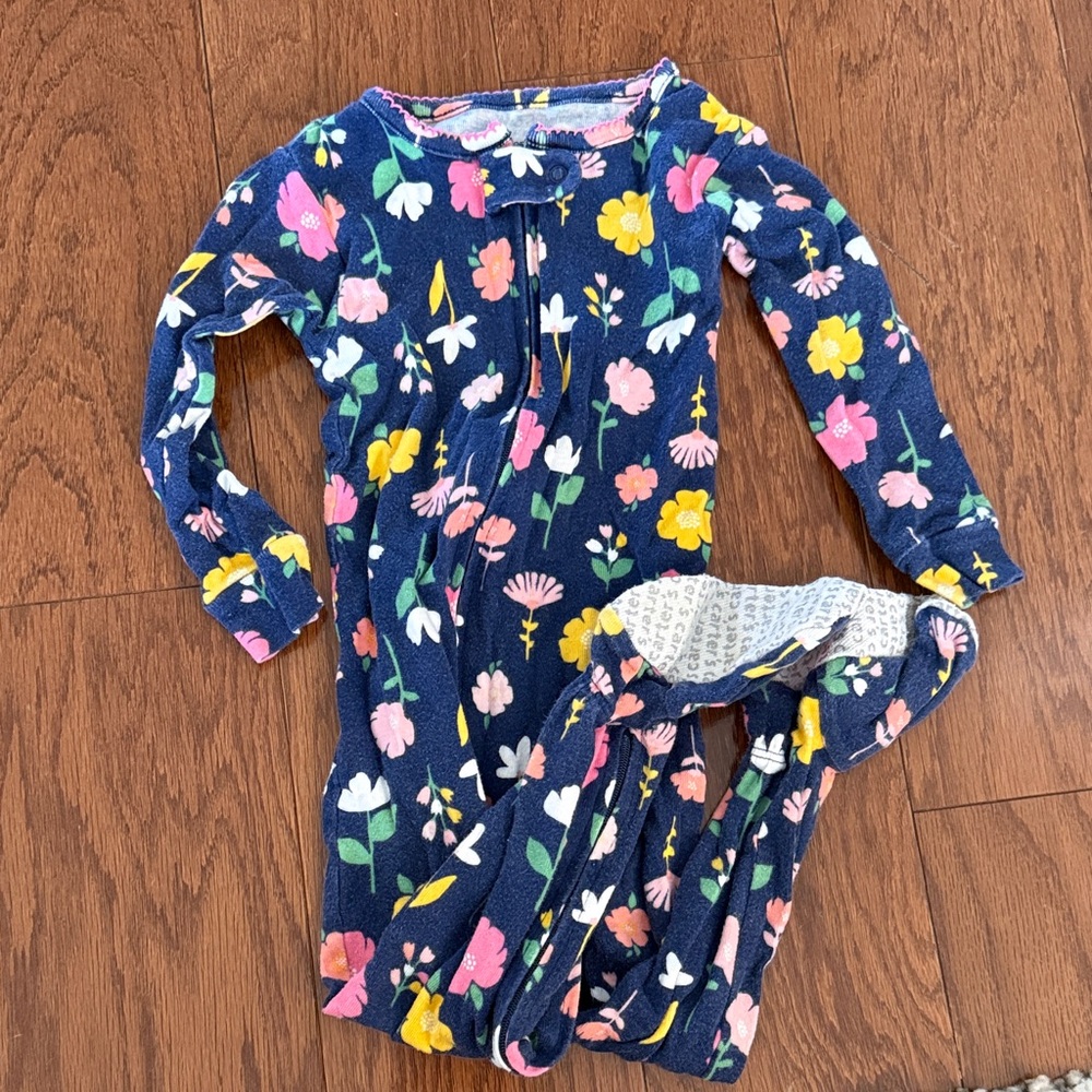 Carter's Blue Pajama Set with Multicolor Floral Design
